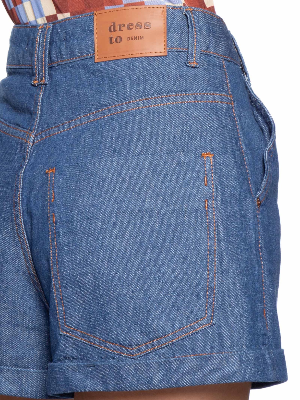 Short Jeans Feminino Alfaiataria Azul Dress To