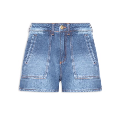 Short Jeans Feminino Bolsos Casa Inglesa - Azul