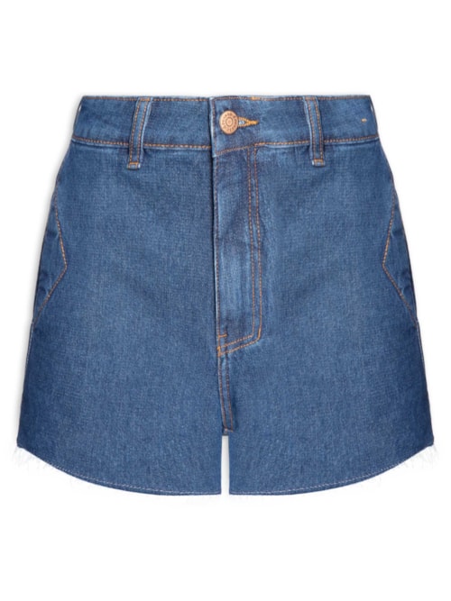 Short Jeans Feminino Boyfriend Dark Twill - Azul