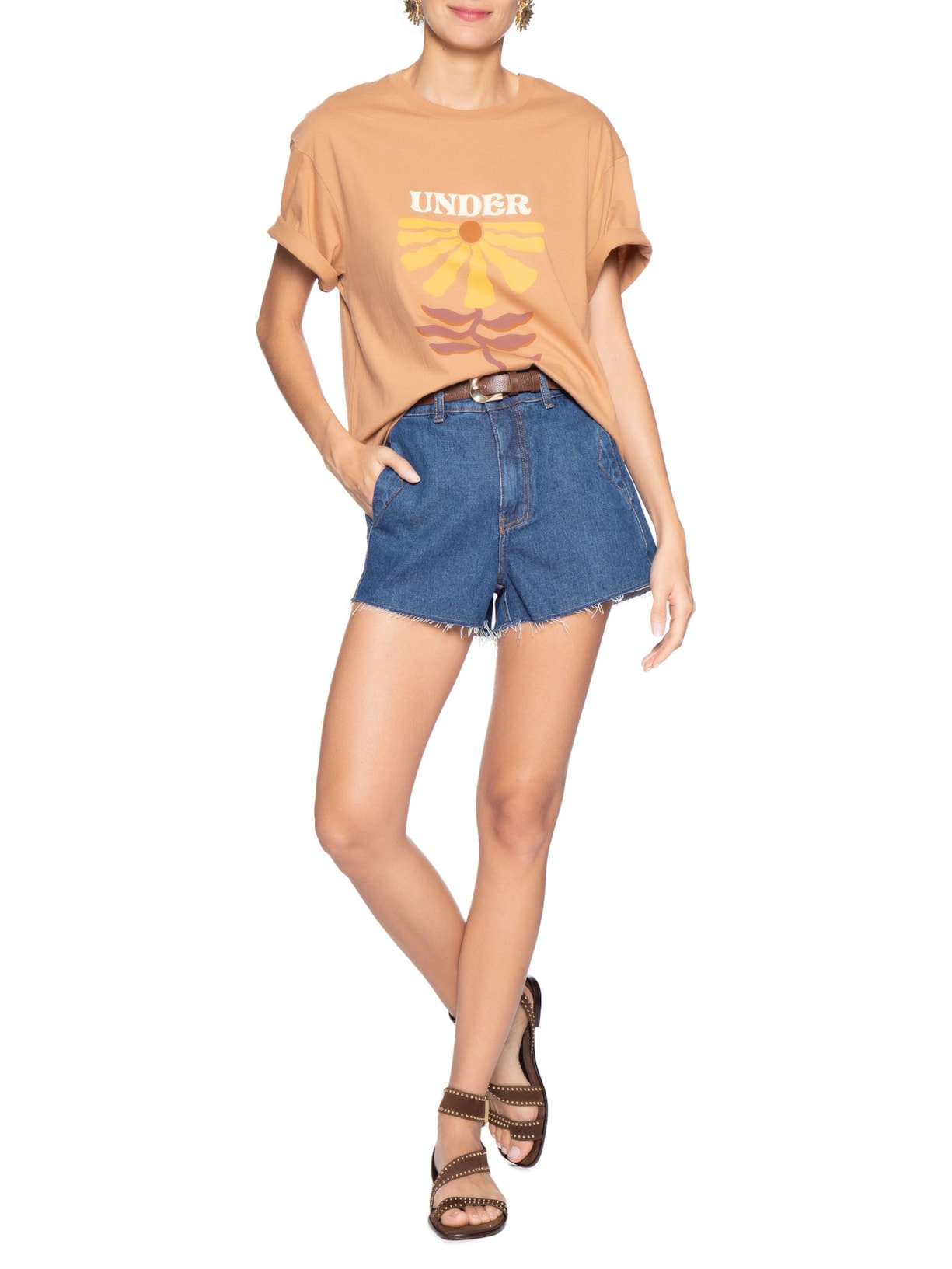 Short Jeans Feminino Boyfriend Dark Twill Azul Dress To