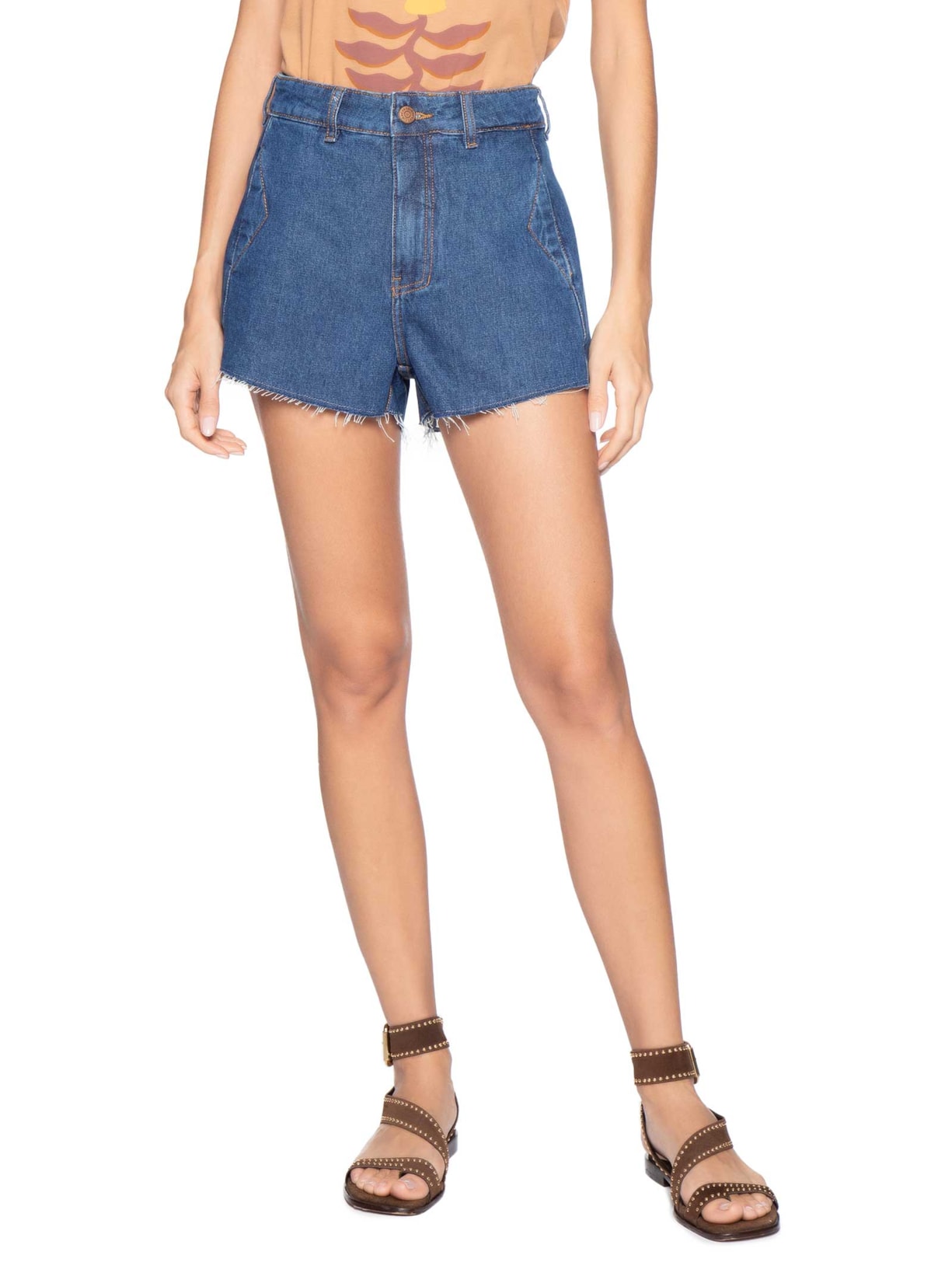 Short Jeans Feminino Boyfriend Dark Twill Azul Dress To