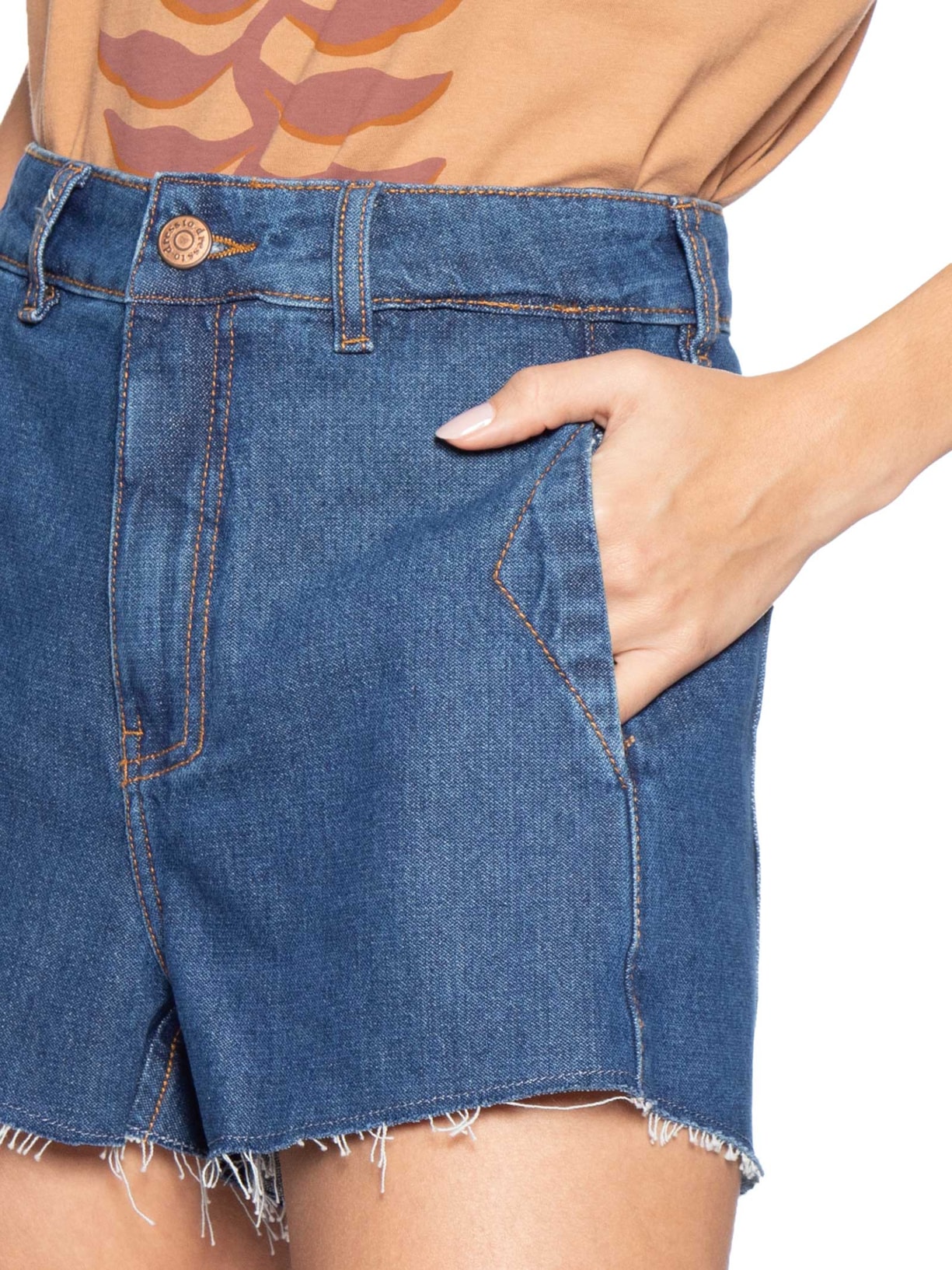 Short Jeans Feminino Boyfriend Dark Twill Azul Dress To