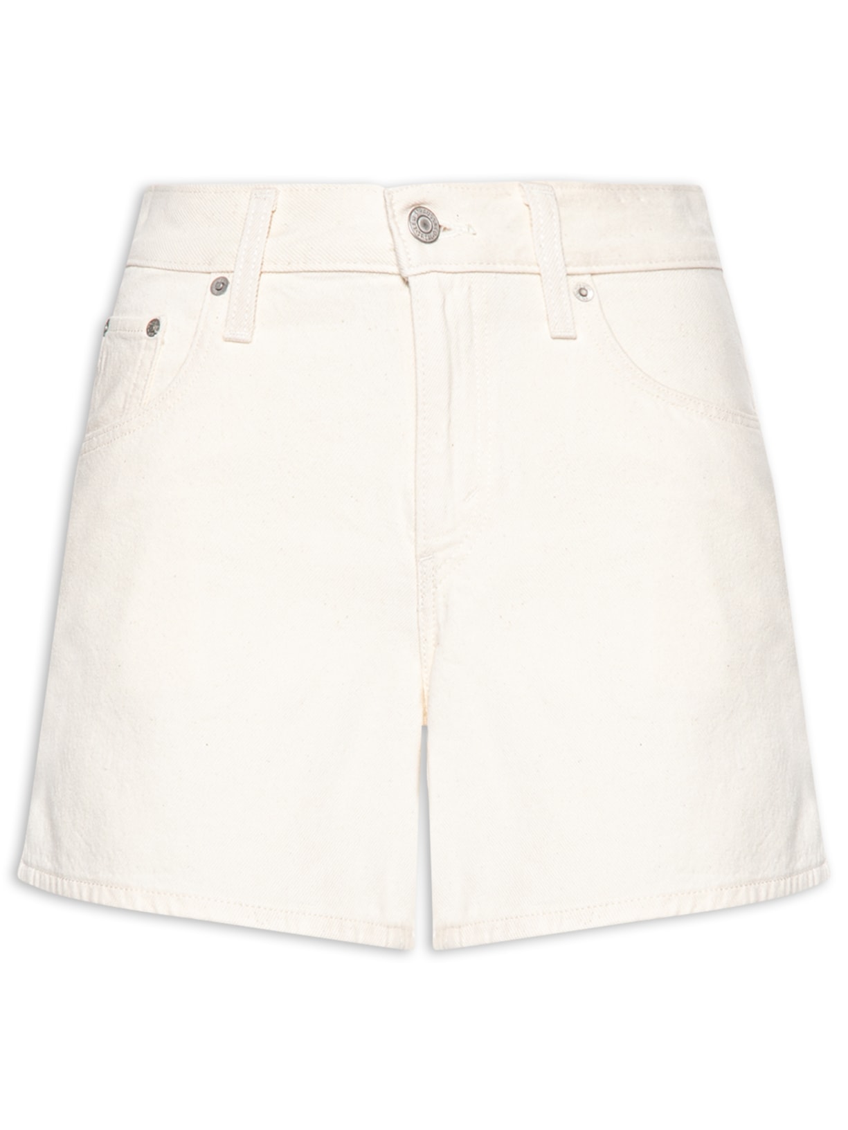 Short Jeans Feminino Cinch Mid-Thigh Branco Levi's