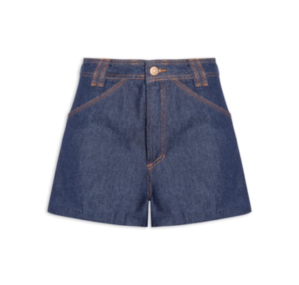 Short Jeans Feminino Detalhe Bolso - Azul