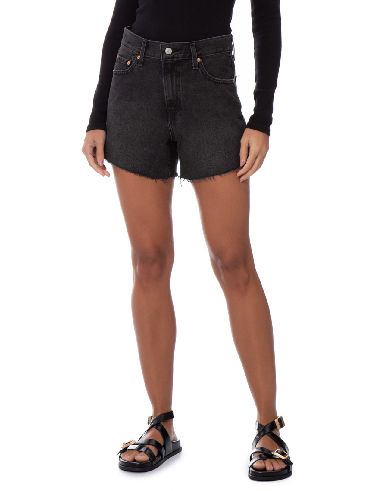 Short Jeans Feminino Ribcage Short Zip Preto Levi's