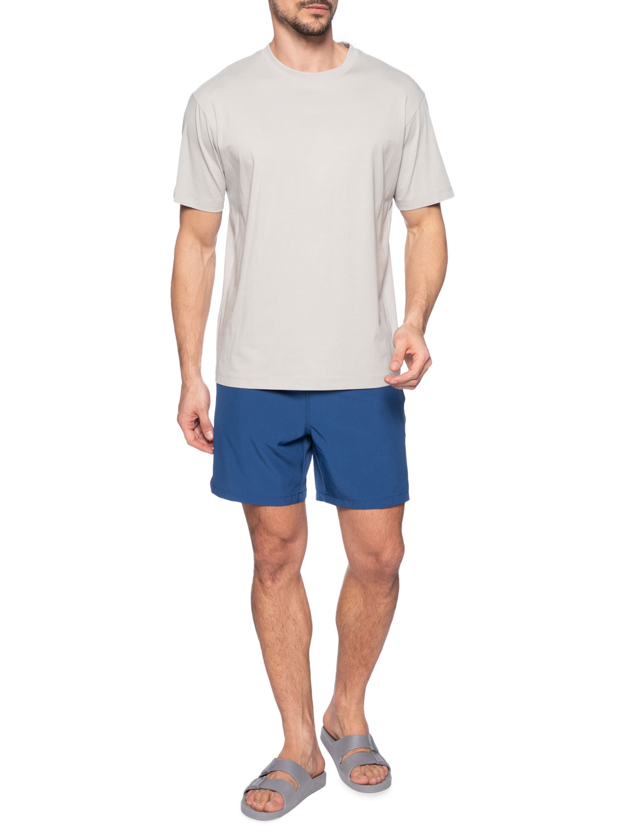 Short Masculina Beachwear Básico Azul  Basiq Men