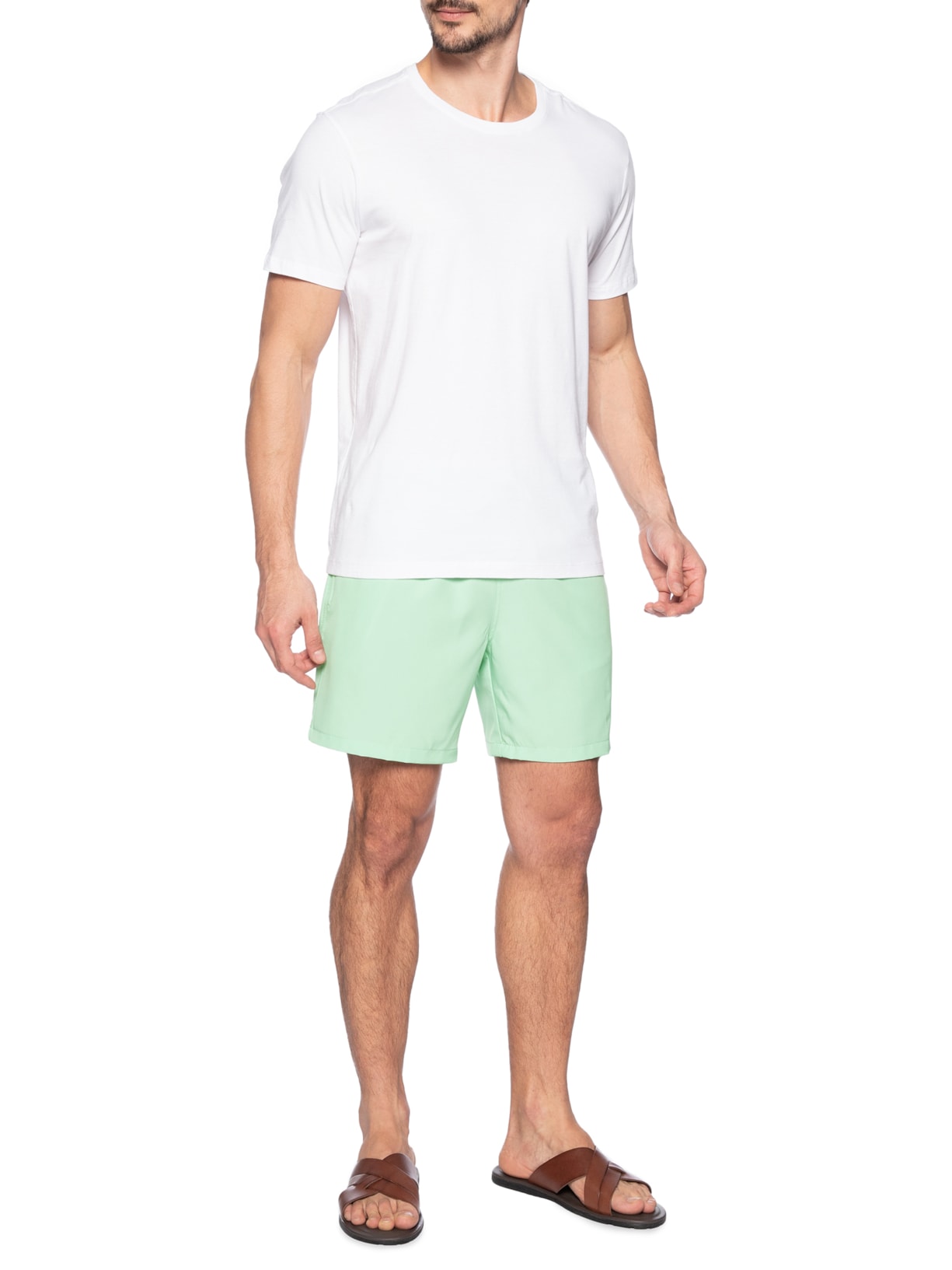 Short Masculina Beachwear Básico Verde  Basiq Men