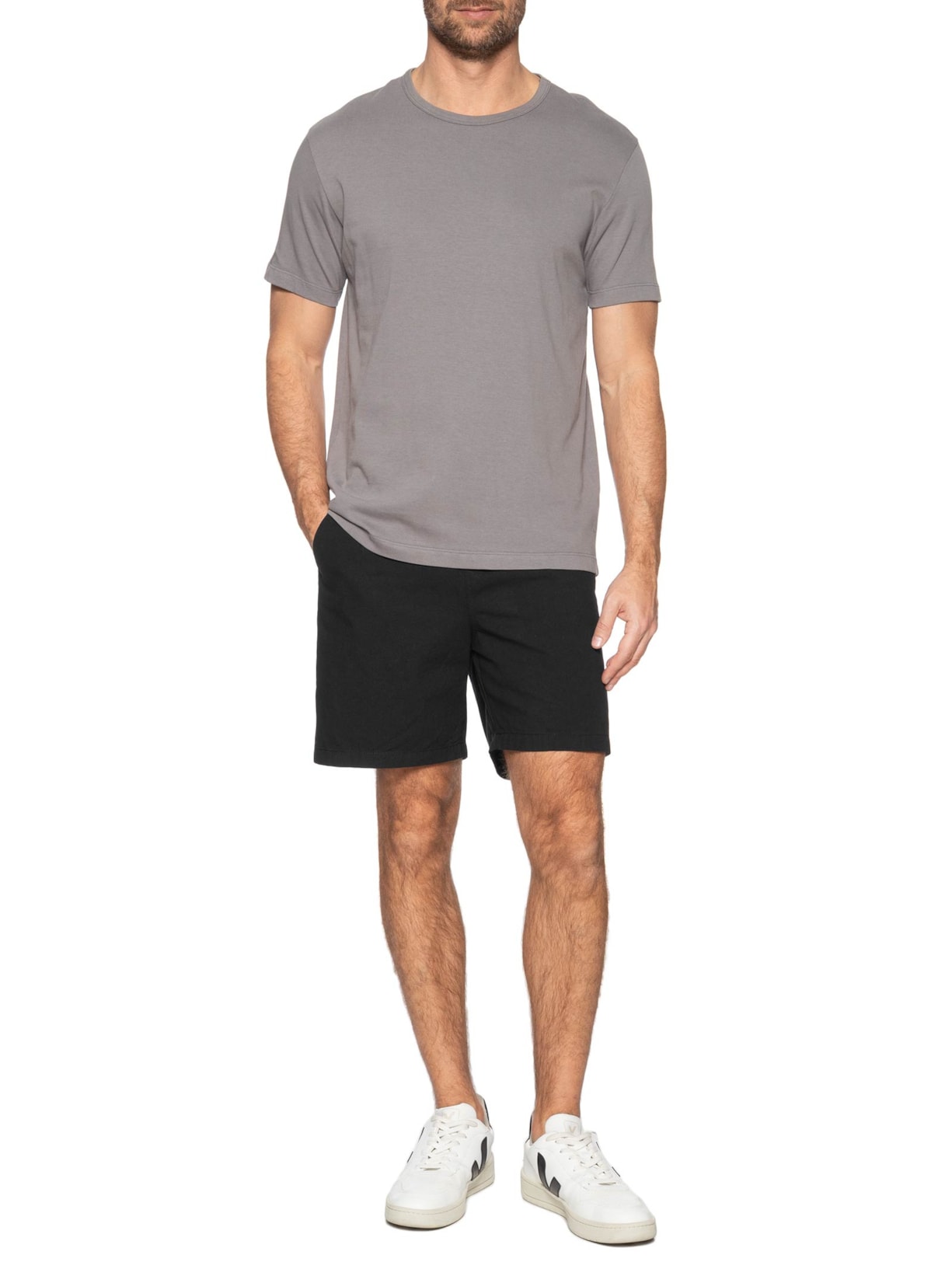 Short Masculina Em Sarja Básico Preto Basiq Men
