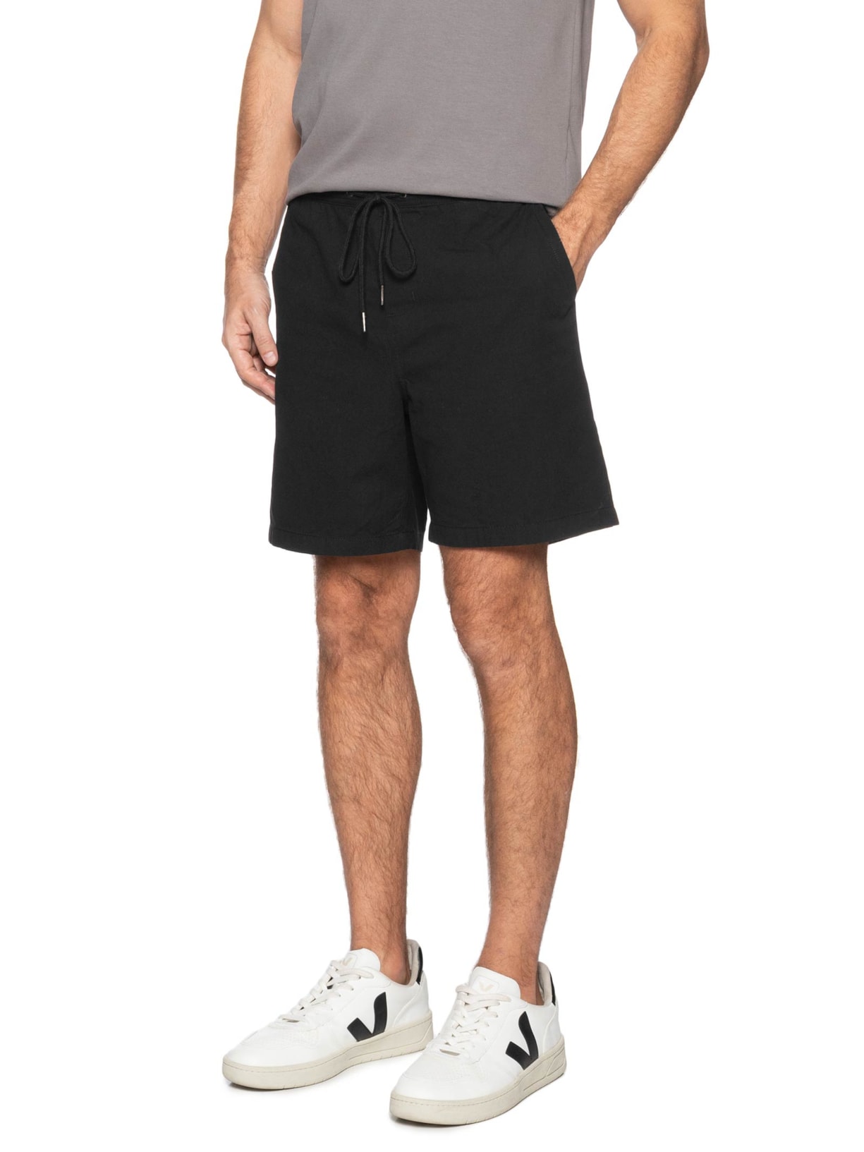 Short Masculina Em Sarja Básico Preto Basiq Men