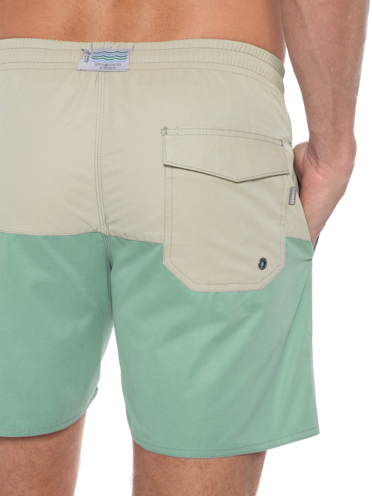 Short Masculina Recorte Bicolor Bege Sergio K