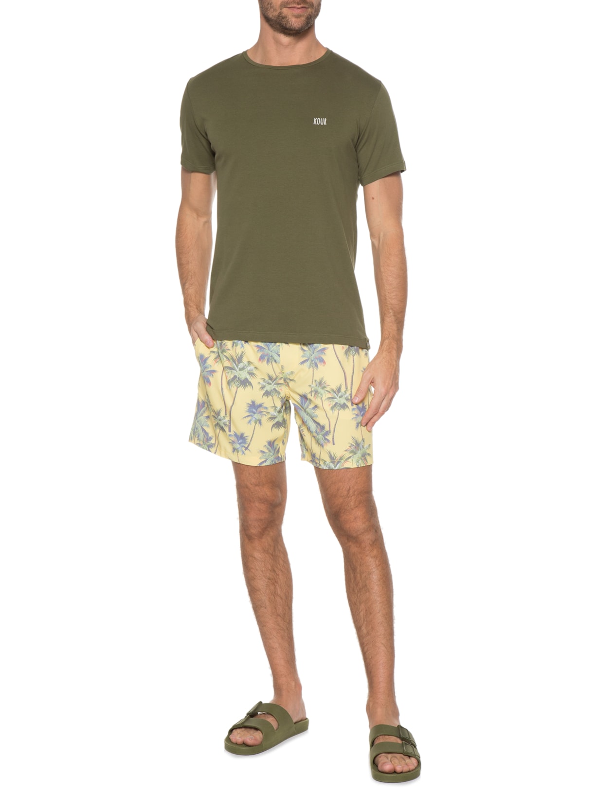 Short Masculino 4way Coqueiros Amarelo Jab