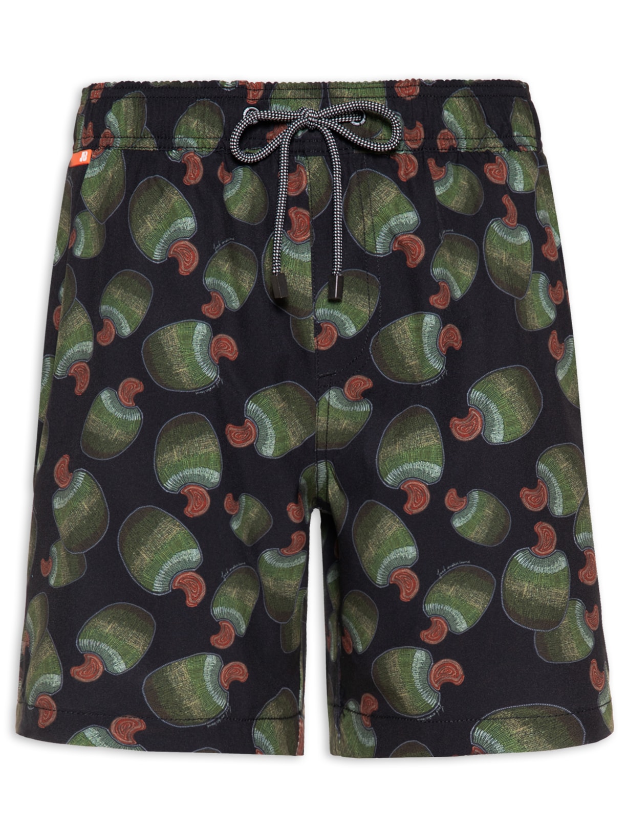 Short Masculino 4way Estampado Caju Bordado - Preto