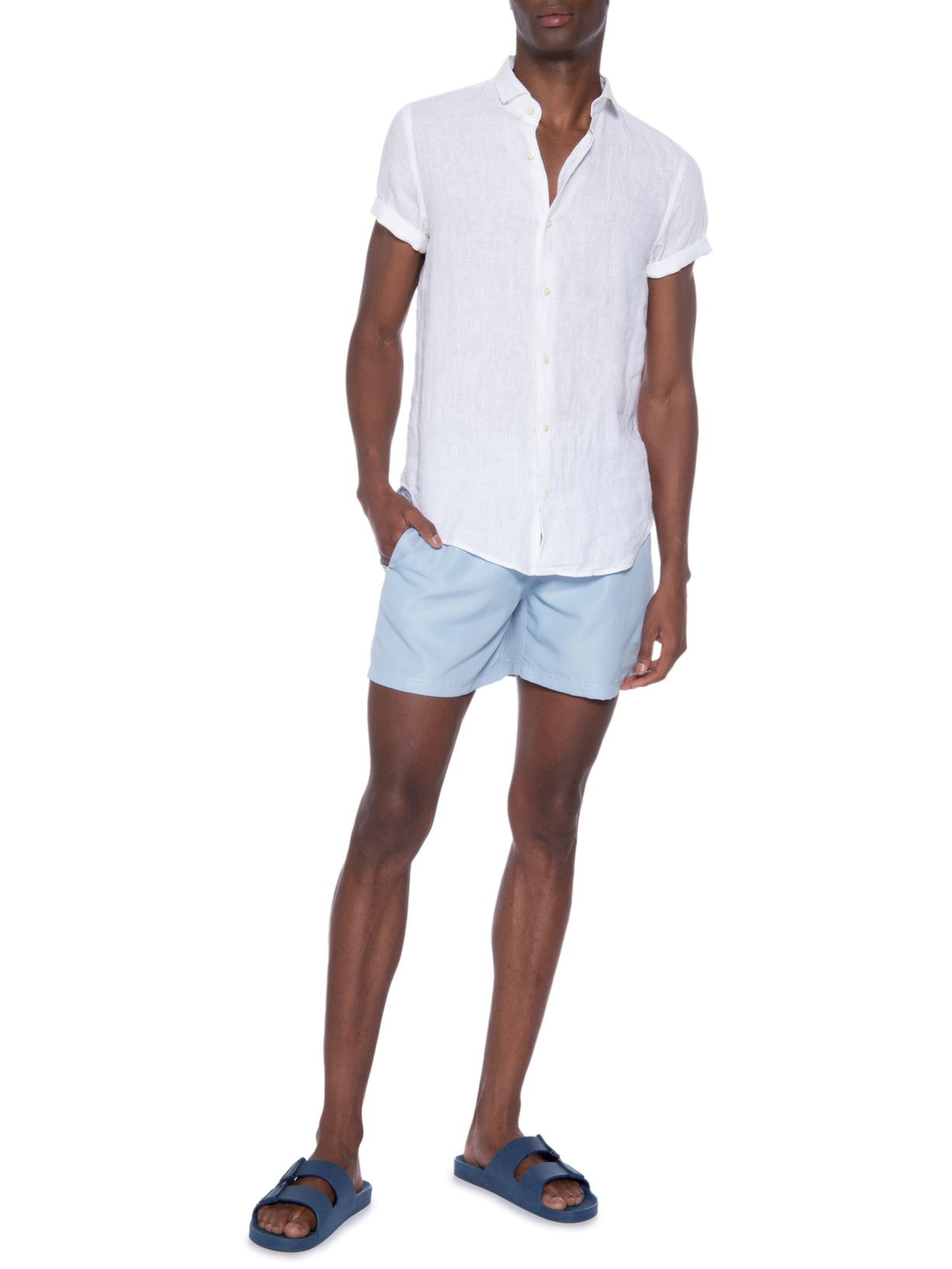 Short Masculino água Liso Bora Azul Purple Yellow