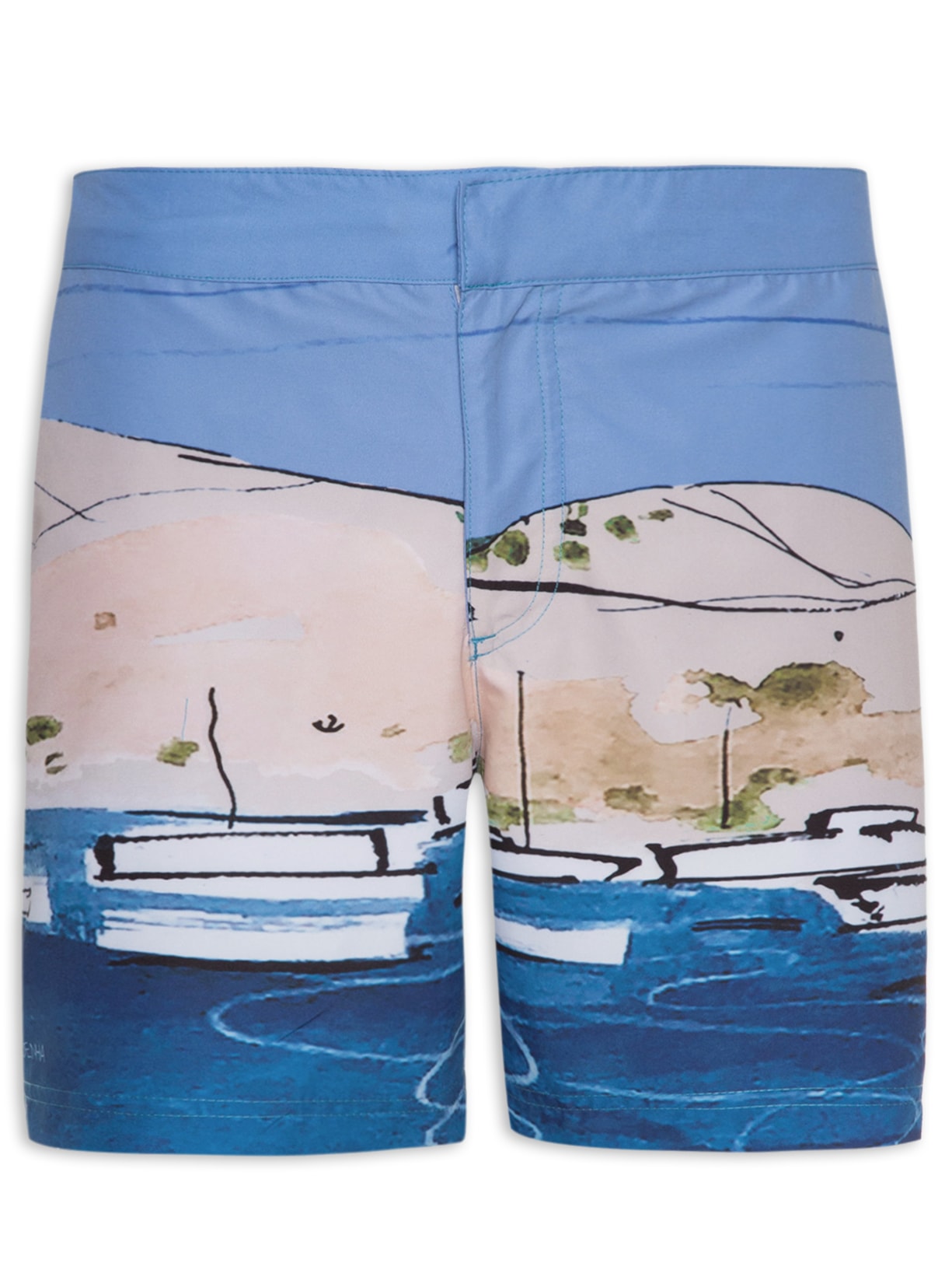 Short Masculino Alfaiataria Estampado Capri - Azul
