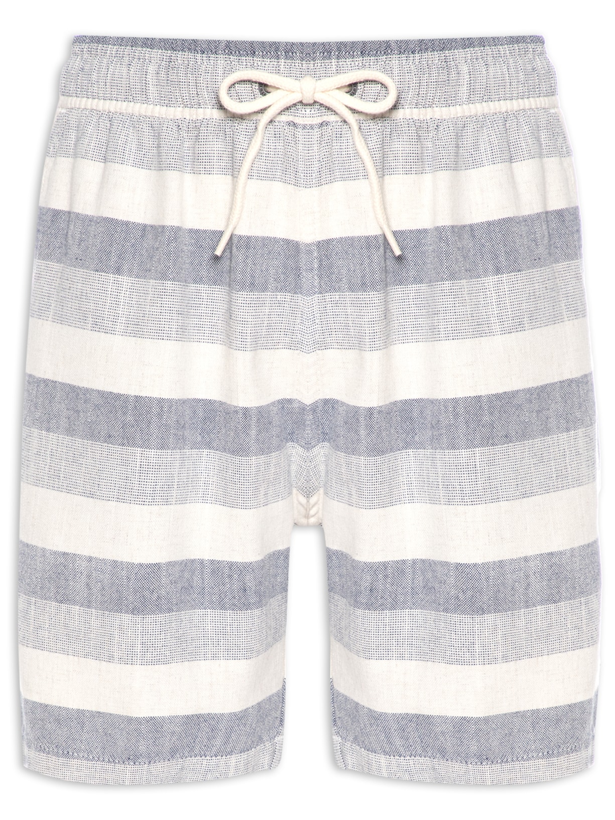 Short Masculino Algodão Fio Tinto Listrado - Azul