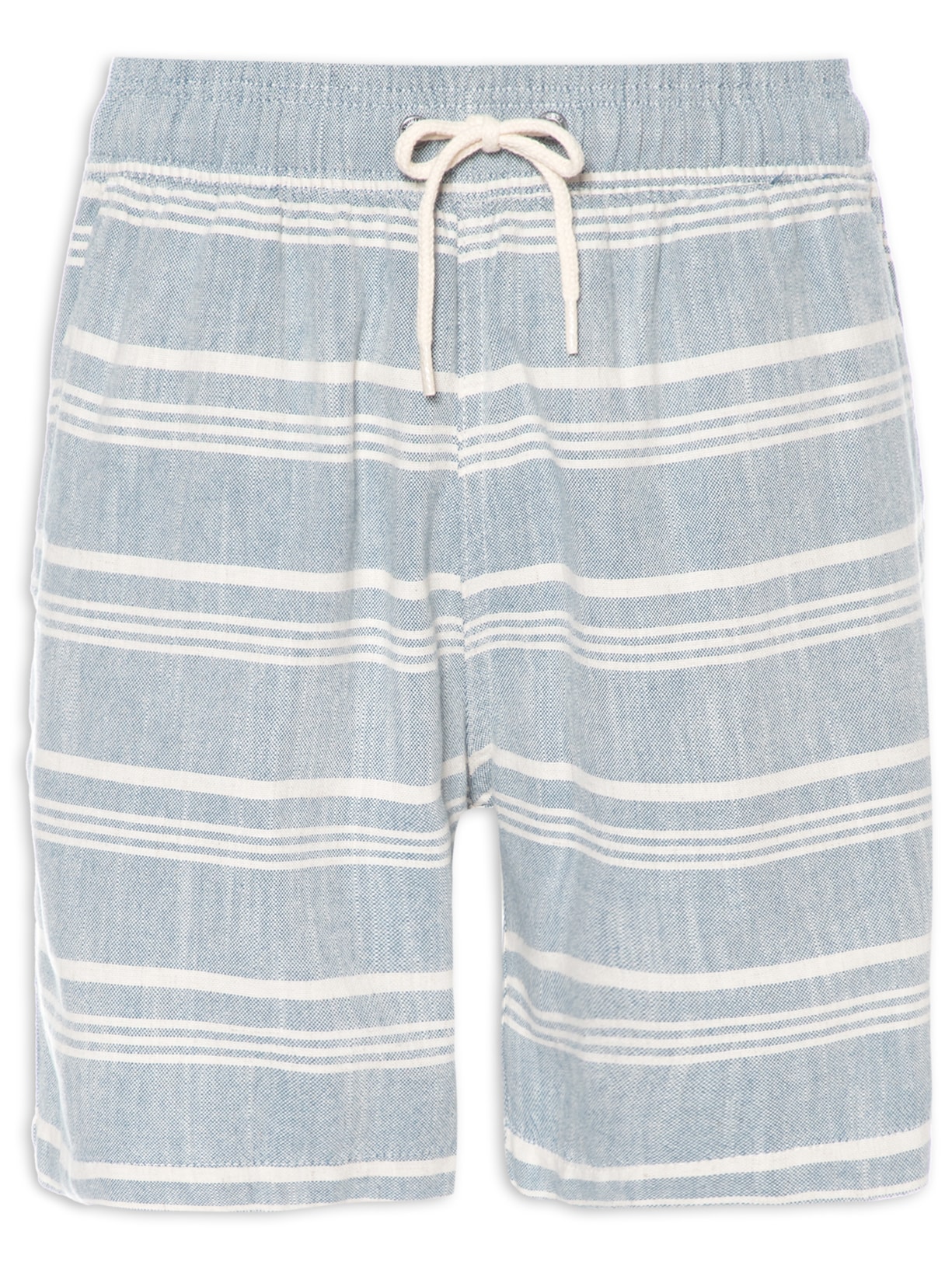 Short Masculino Algodão Fio Tinto Listrado - Azul