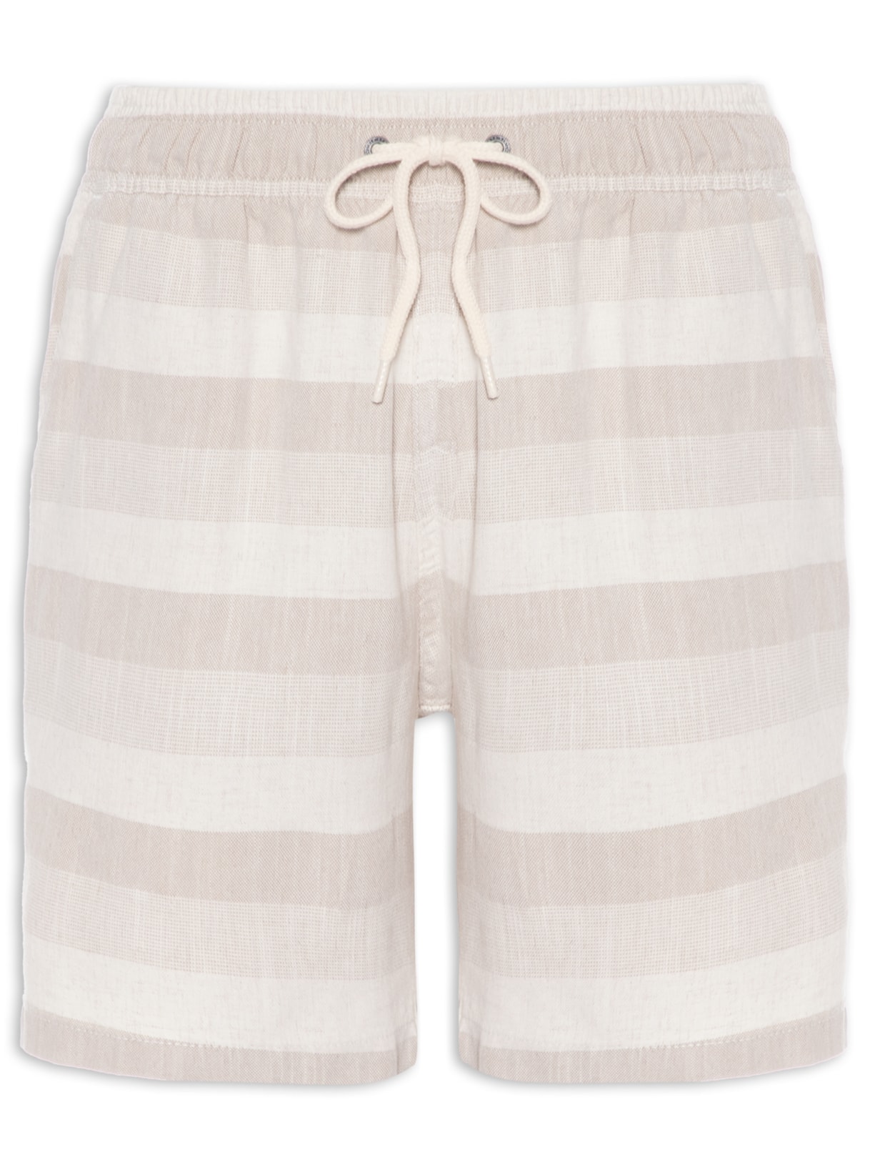 Short Masculino Algodão Fio Tinto Listrado - Bege