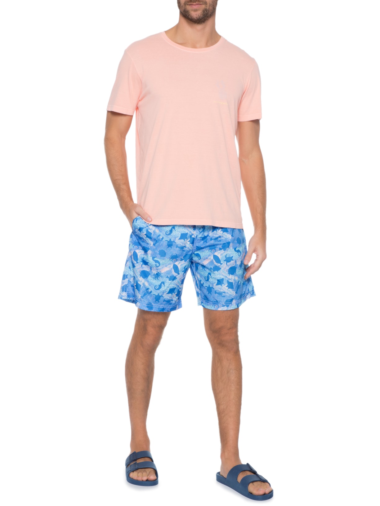 Short Masculino Aqua Sea Azul Shortsco
