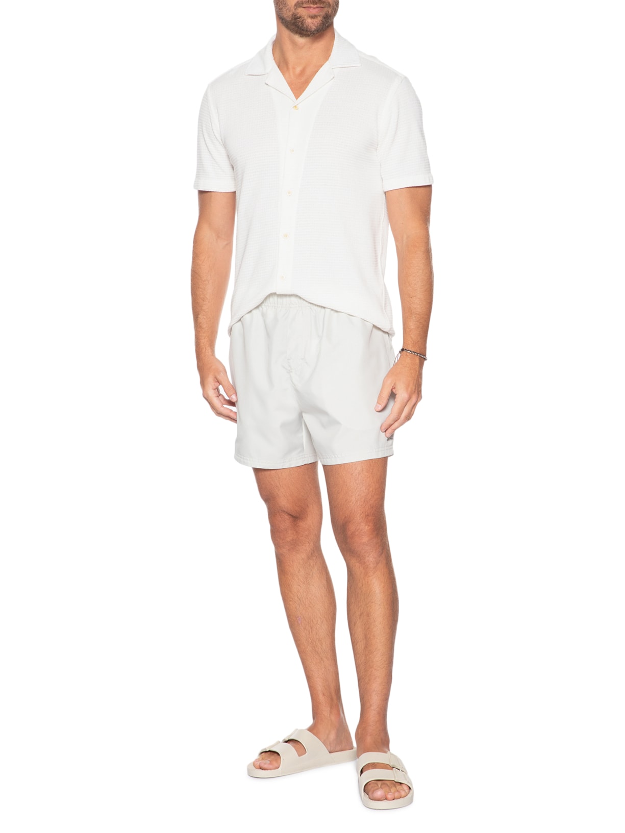 Short Masculino Beach Aquaone Riders Ripstop Branco Osklen