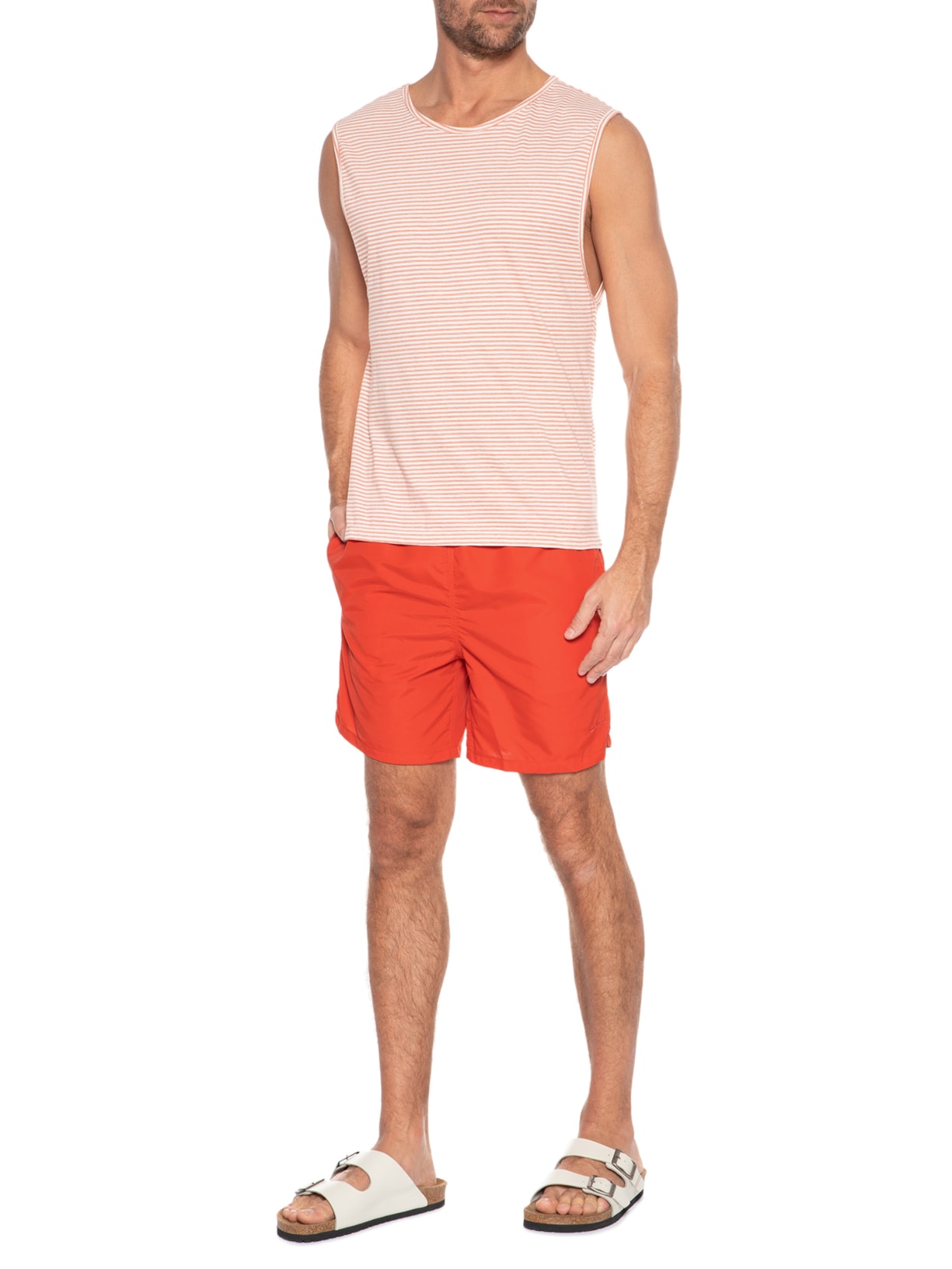 Short Masculino Beach Basic Regular Solid Laranja Richards