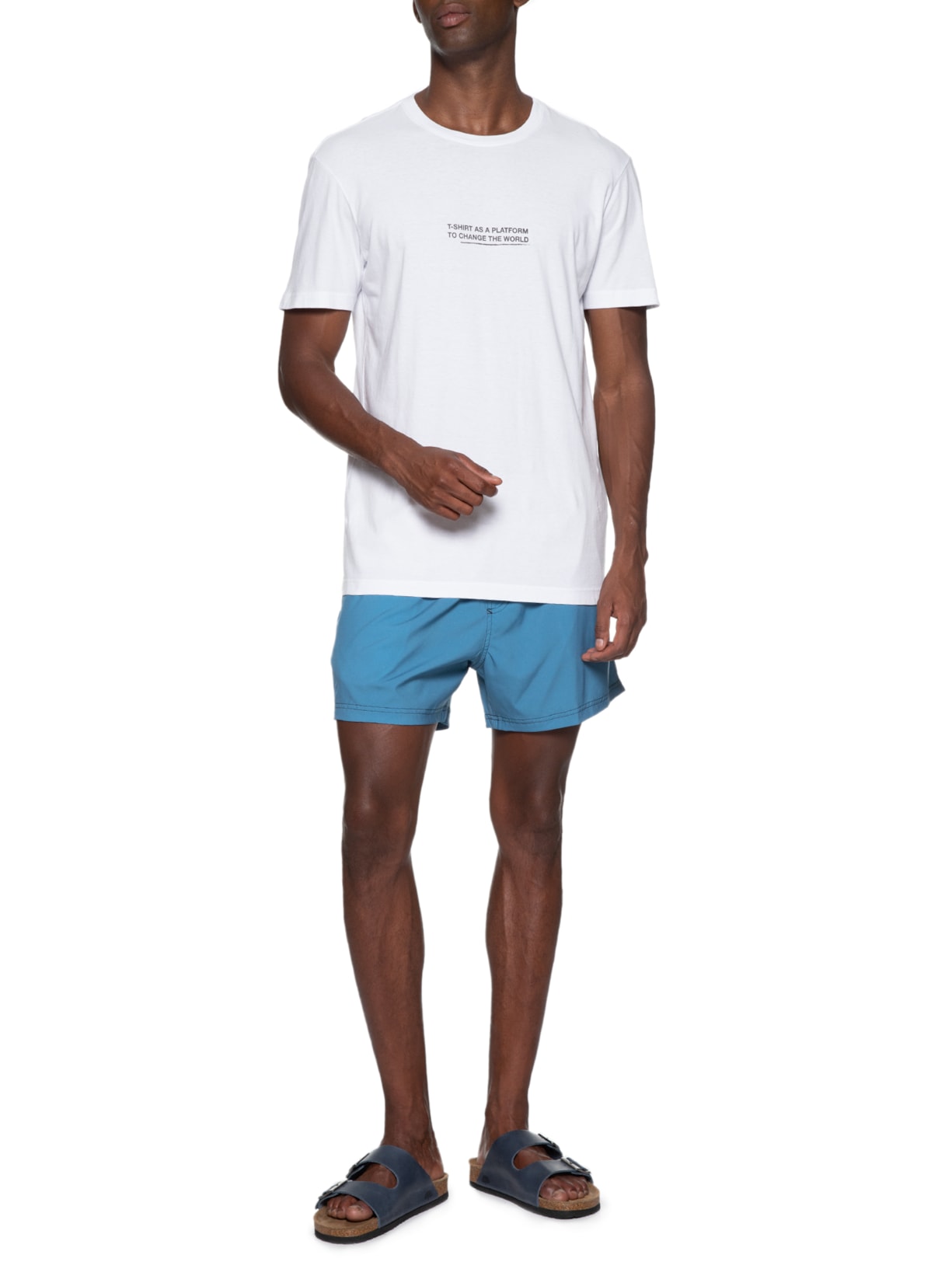 Short Masculino Beach Bicolor Brasão Azul Osklen
