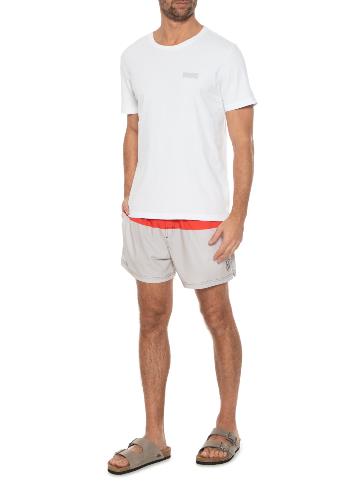 Short Masculino Beach Bicolor Brasão Vermelho Osklen