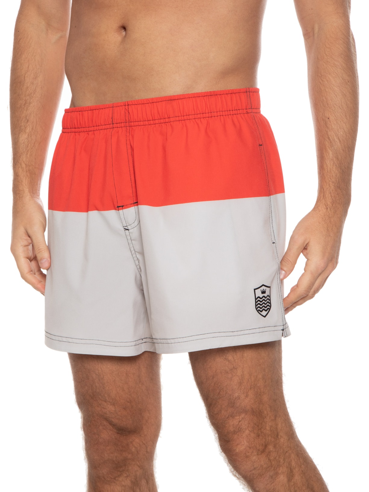 Short Masculino Beach Bicolor Brasão Vermelho Osklen