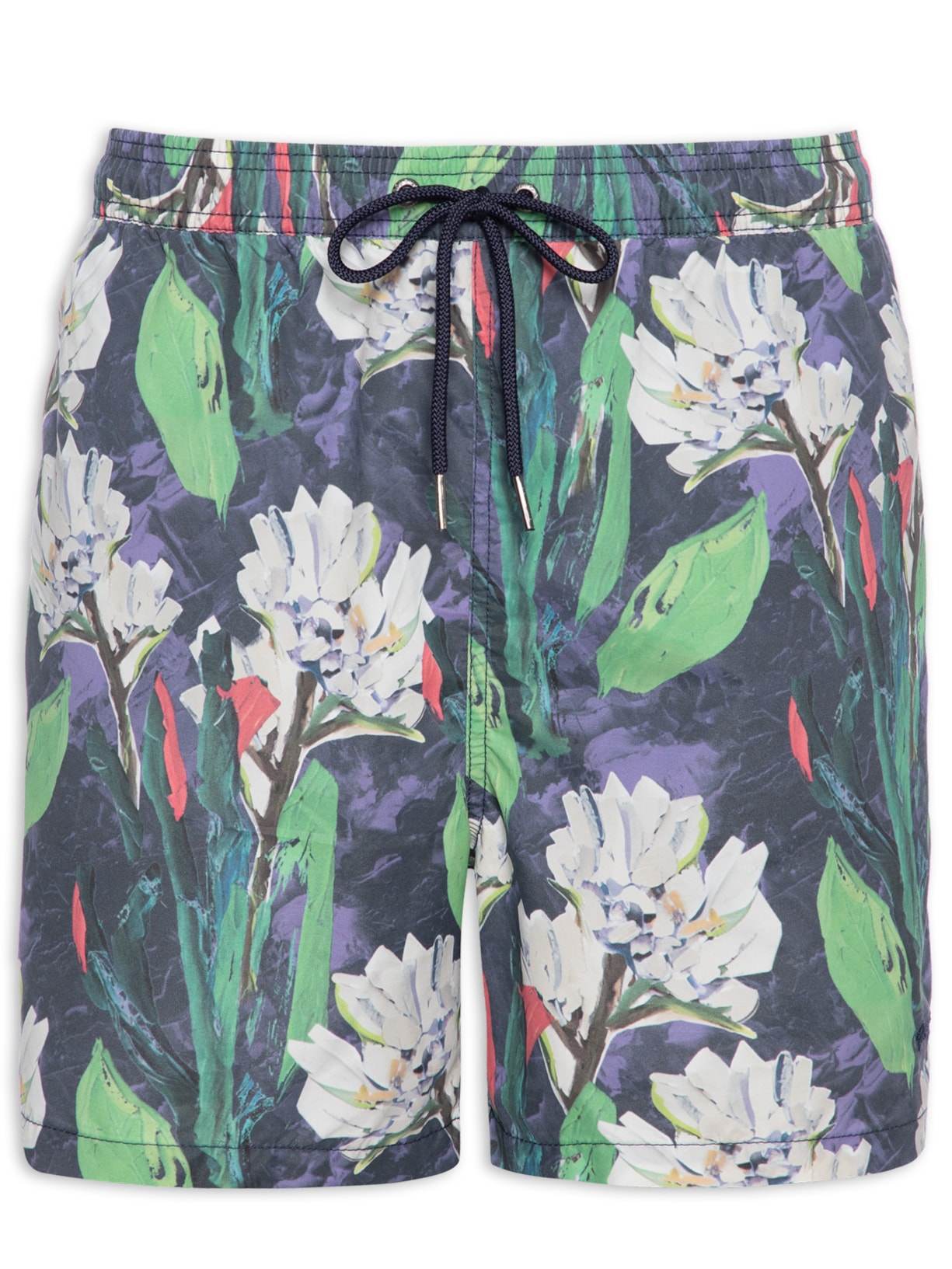 Short Masculino Beach Canvas Flower Regular - Azul