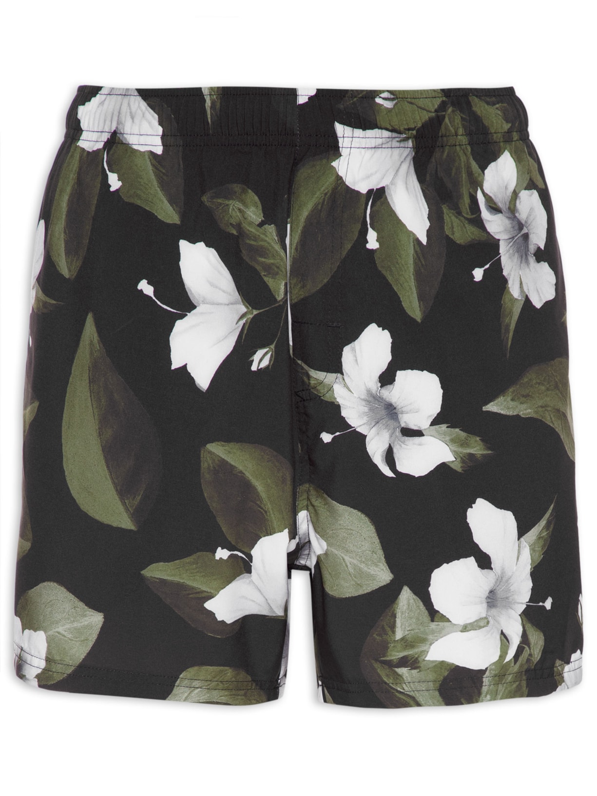 Short Masculino Beach Floral Acqua - Preto