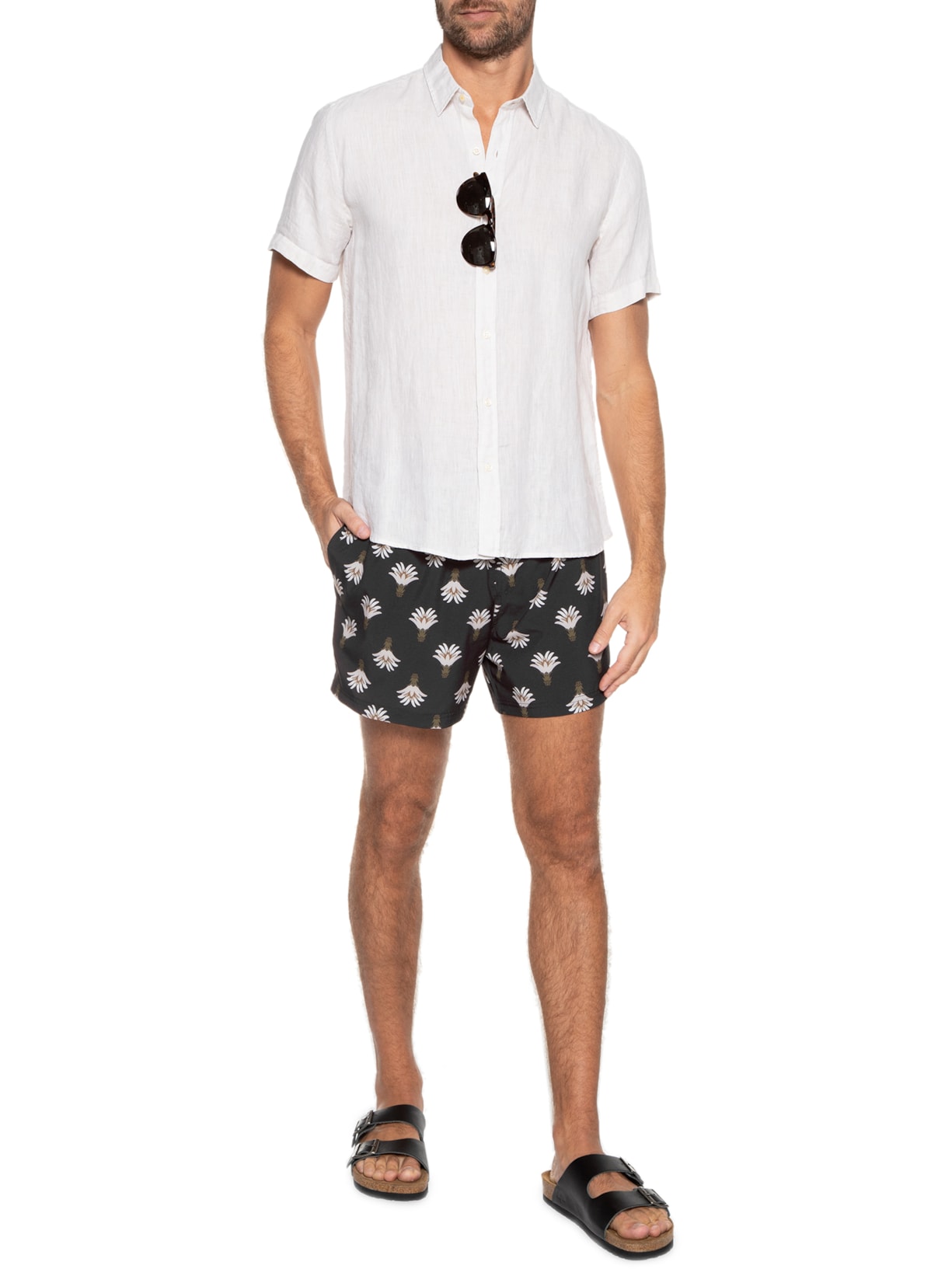 Short Masculino Beach Mini Floral Preto Osklen