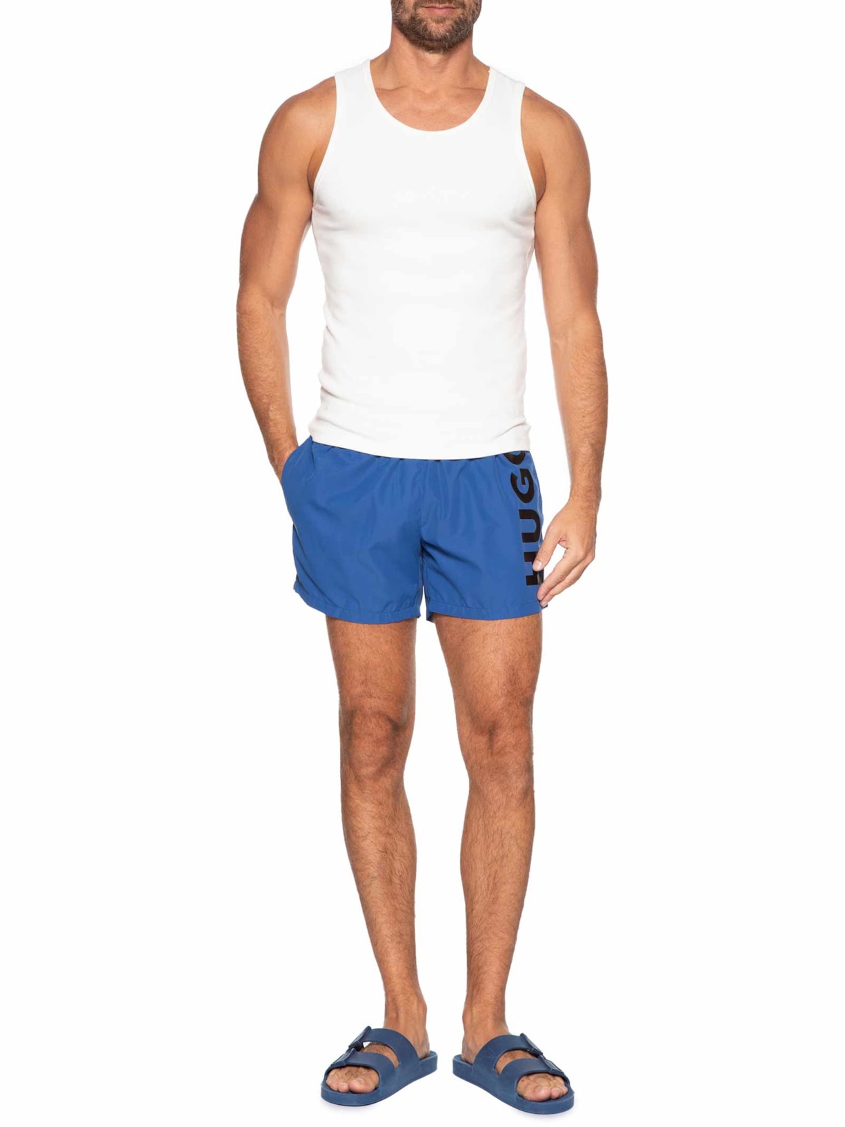 Short Masculino Beachwear Abas Azul Hugo