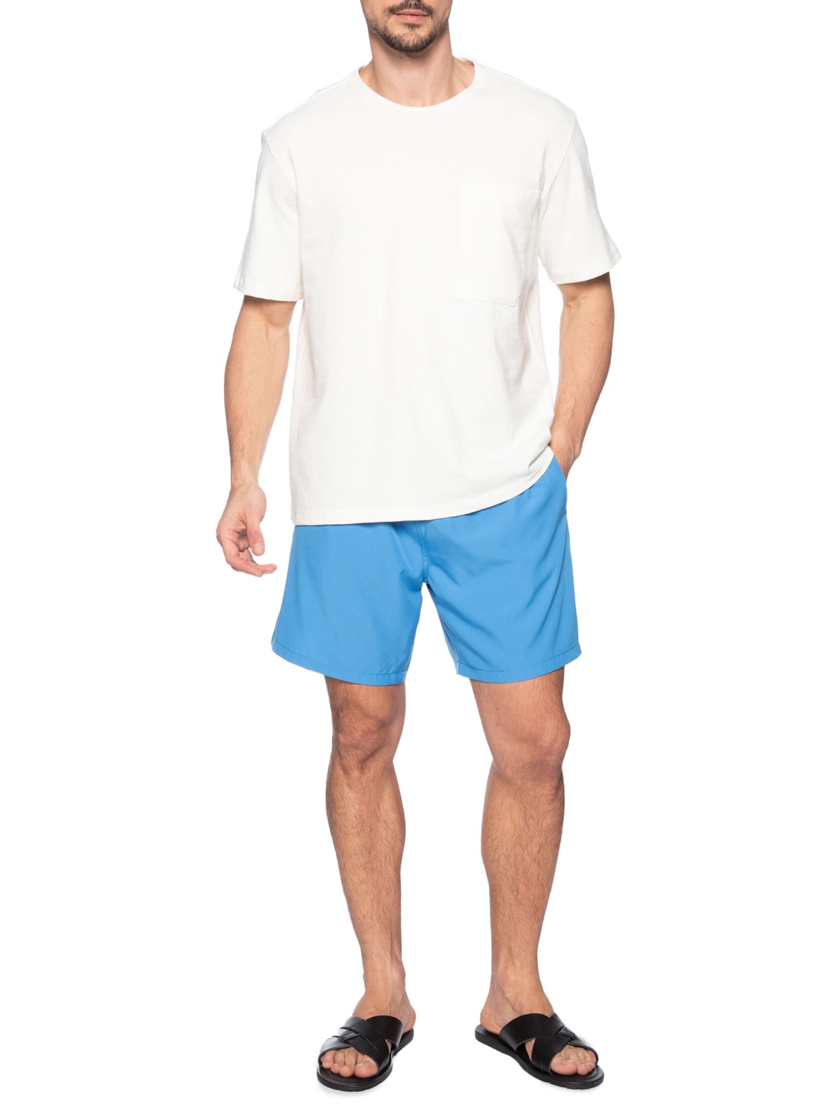 Short Masculino Beachwear Básico Azul Basiq Men