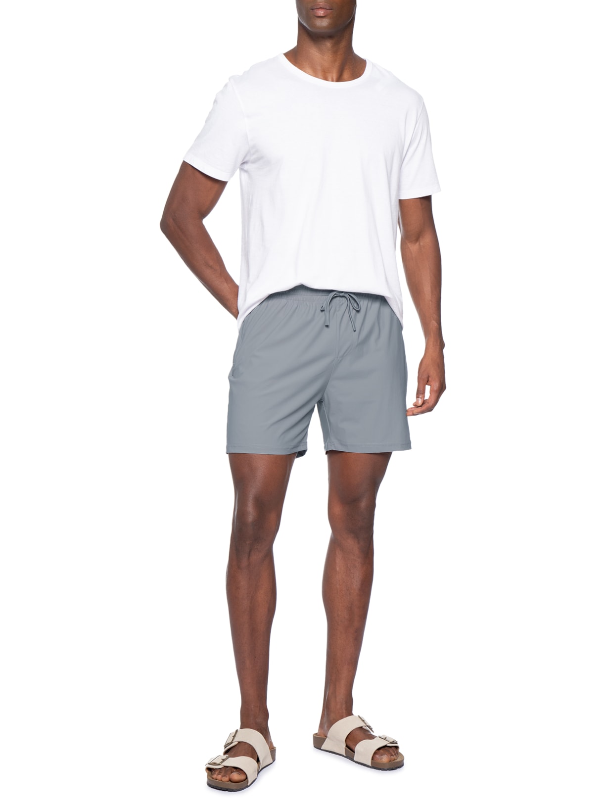 Short Masculino Beachwear Básico Cinza '2 Essential