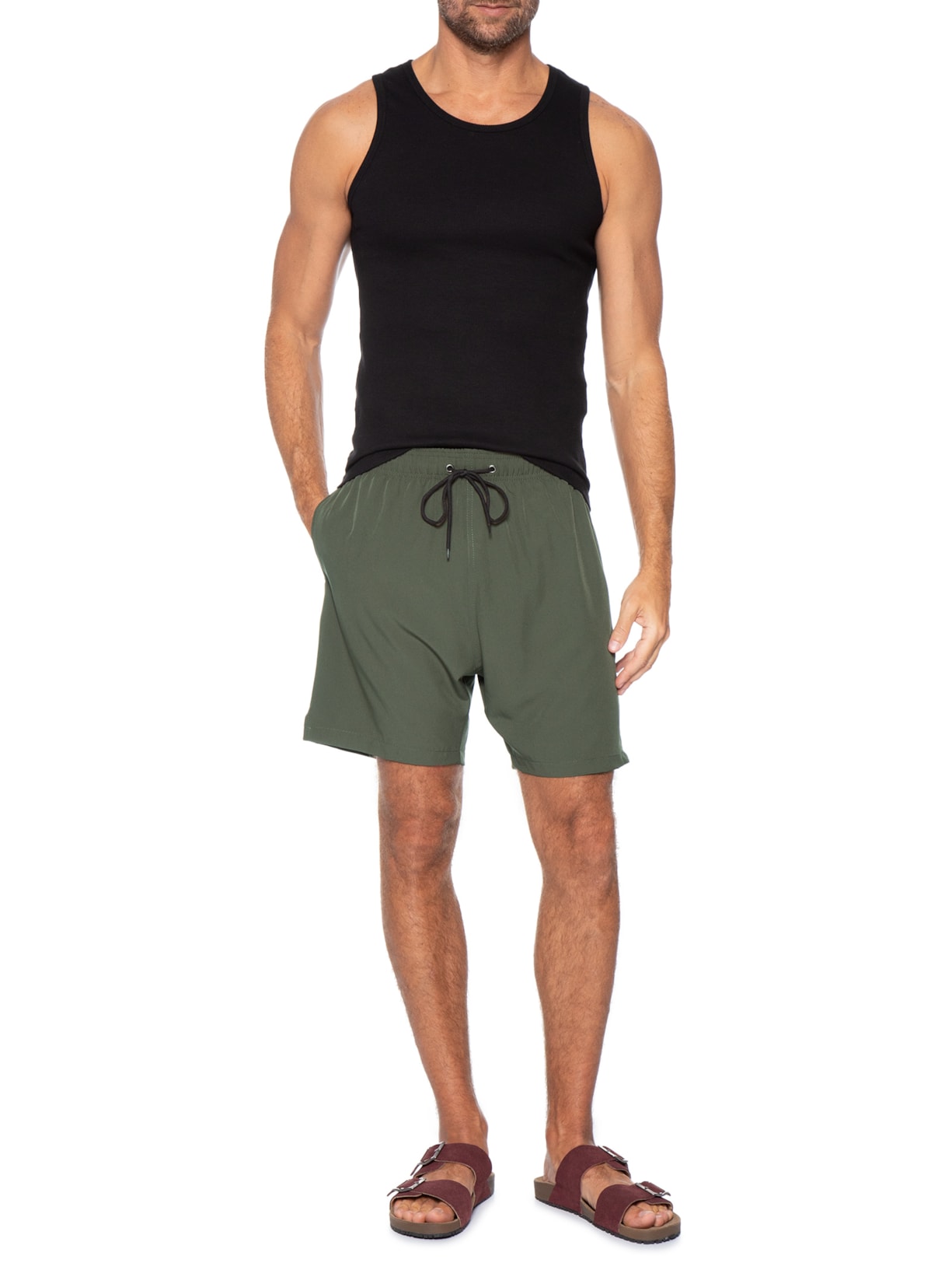 Short Masculino Beachwear Color Verde Basiq Men