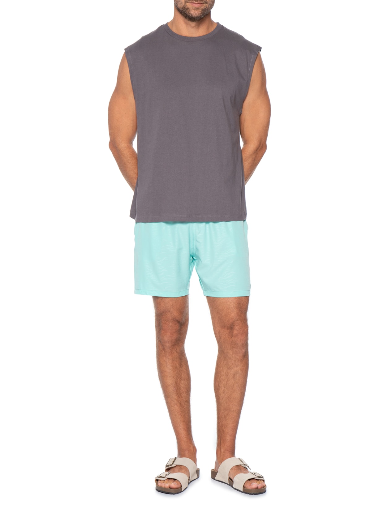 Short Masculino Beachwear Cós Color Azul Basiq Men