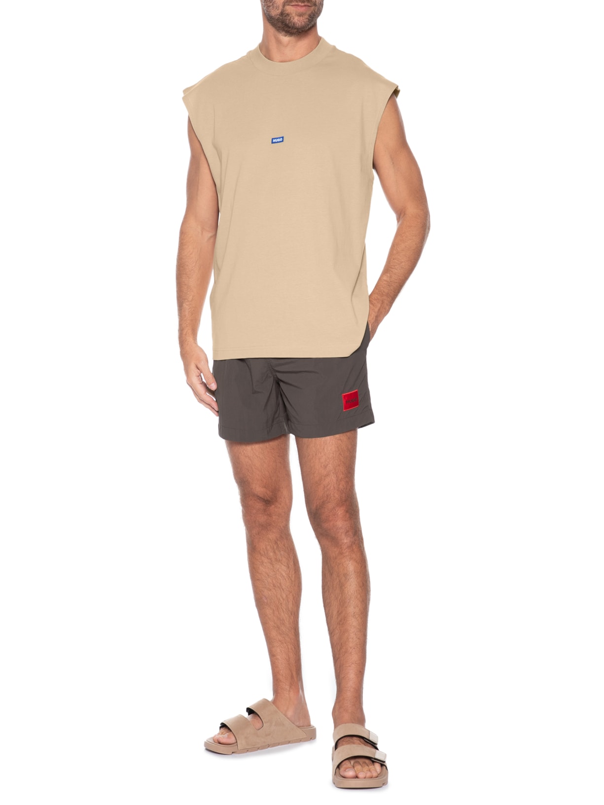 Short Masculino Beachwear Dominica Marrom Hugo
