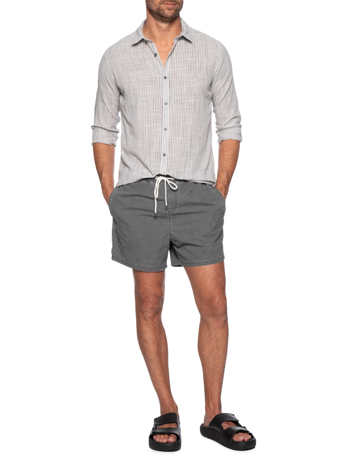 Short Masculino Beachwear Elástico Estonado Preto Reserva