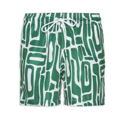 Short Masculino Beachwear Estampa Abstrata - Verde