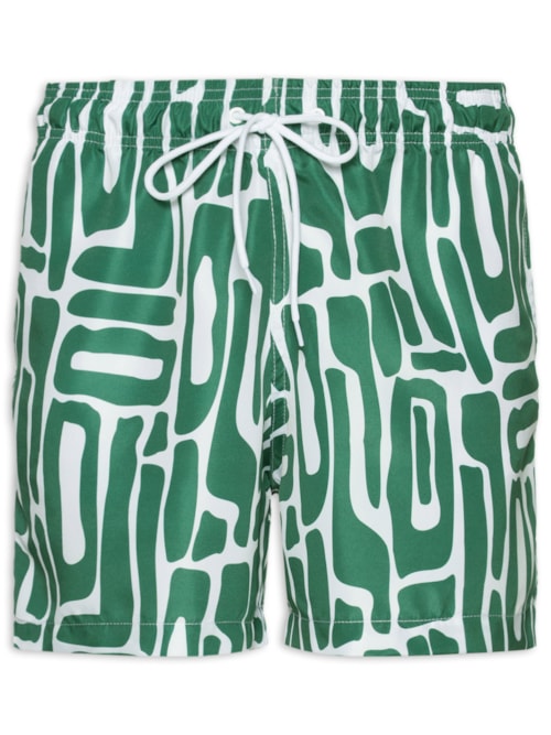 Short Masculino Beachwear Estampa Abstrata - Verde