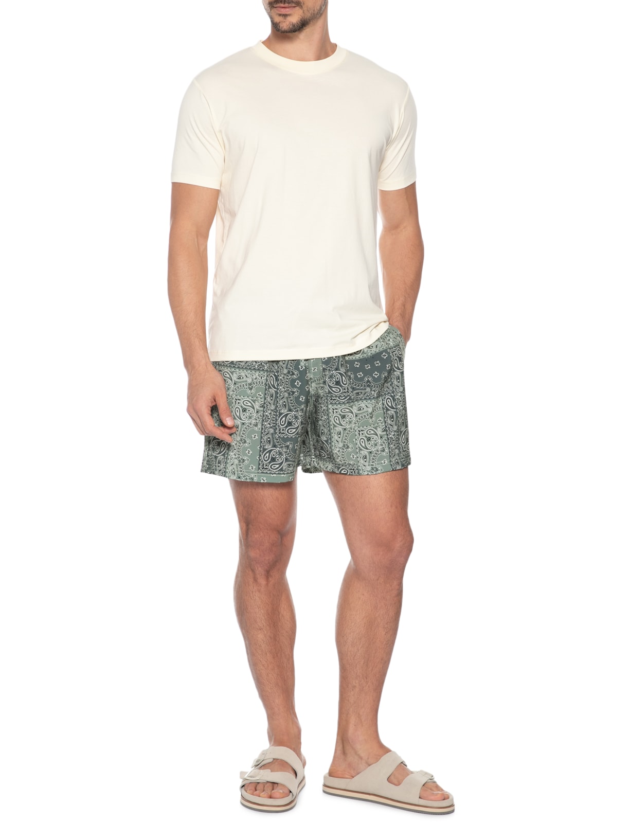 Short Masculino Beachwear Estampa Bandana – Verde Zapalla