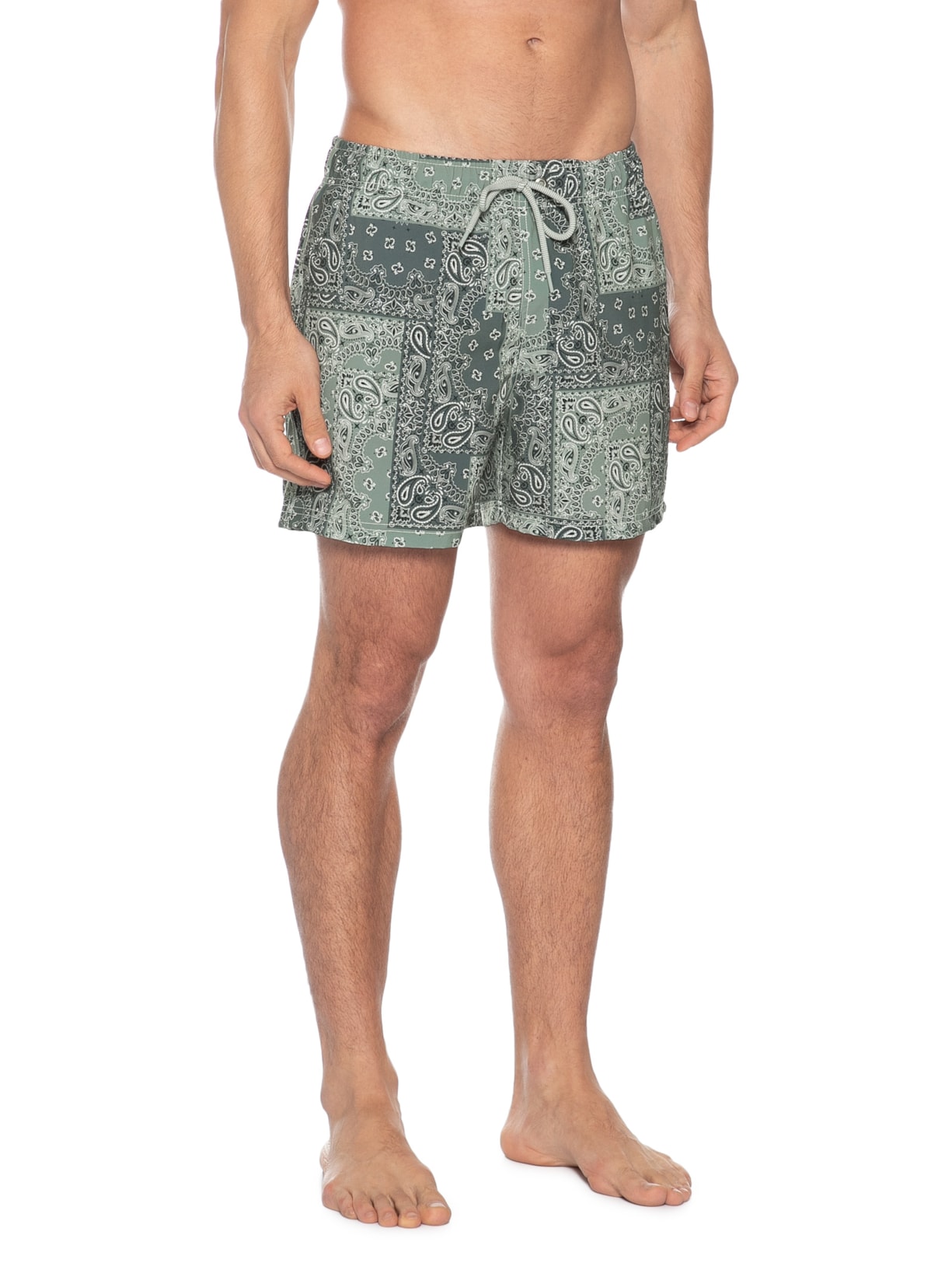 Short Masculino Beachwear Estampa Bandana – Verde Zapalla