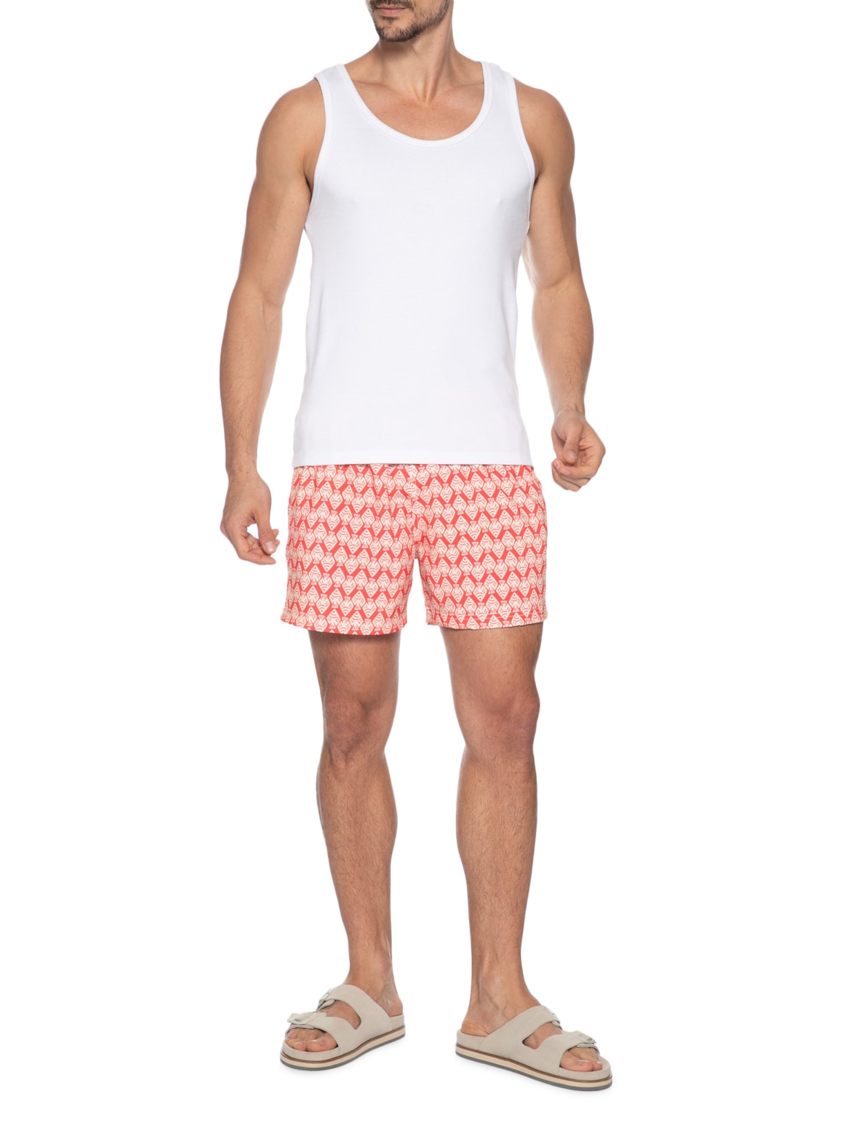 Short Masculino Beachwear Estampa Cardume – Vermelho Zapalla