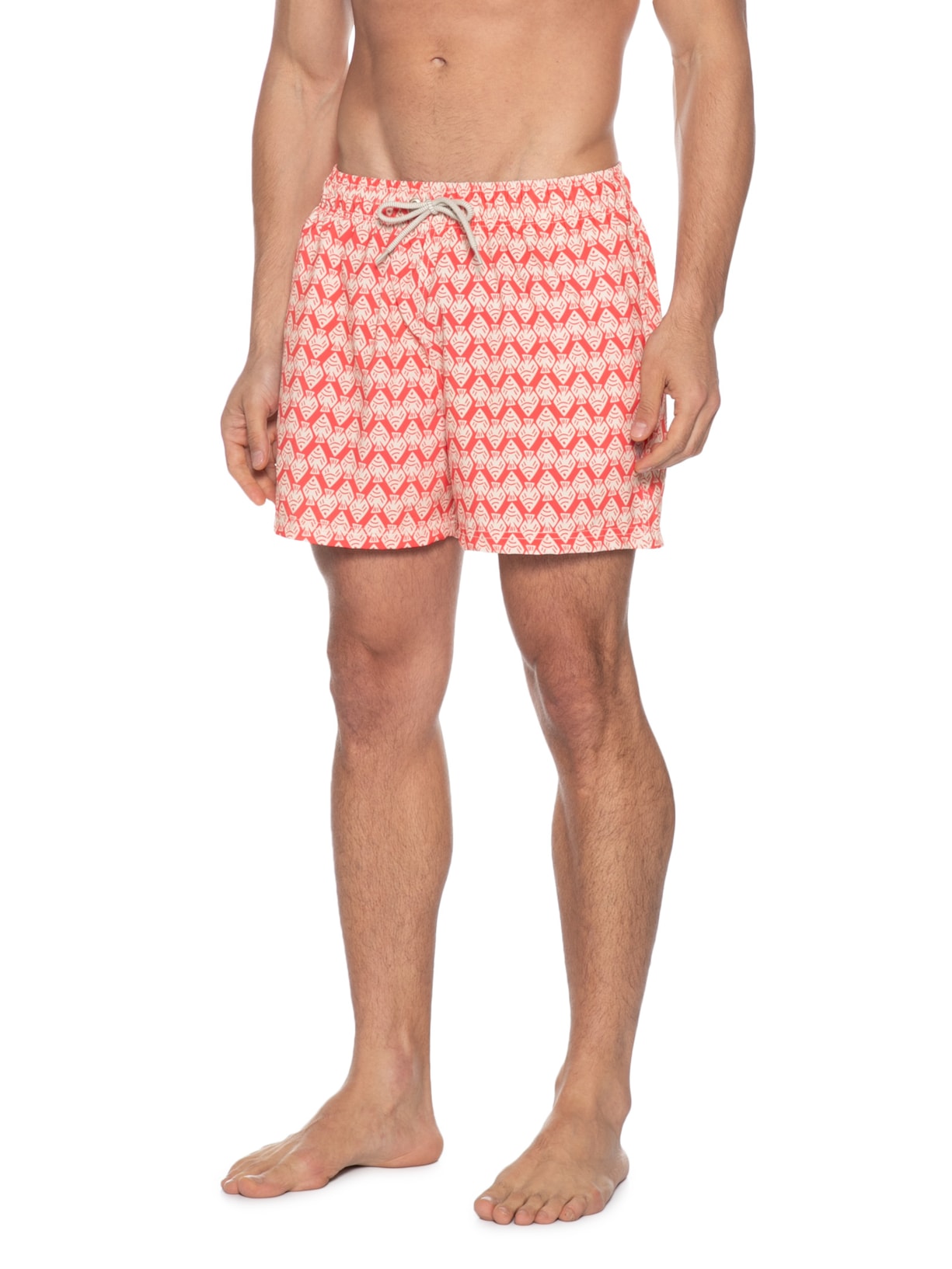 Short Masculino Beachwear Estampa Cardume – Vermelho Zapalla
