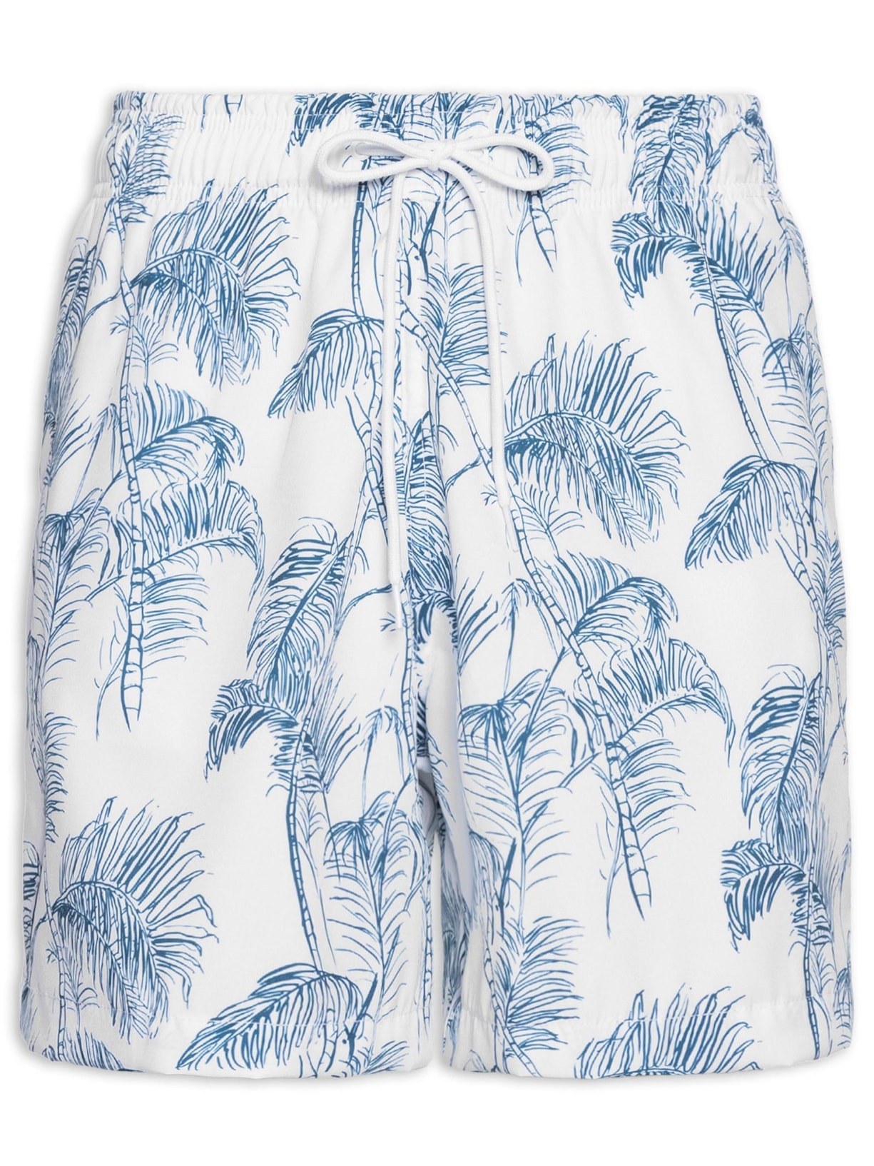 Short Masculino Beachwear Estampa Coqueiro - Branco