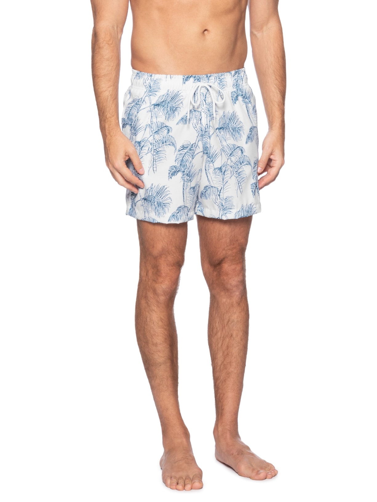 Short Masculino Beachwear Estampa Coqueiro Branco Basiq Men