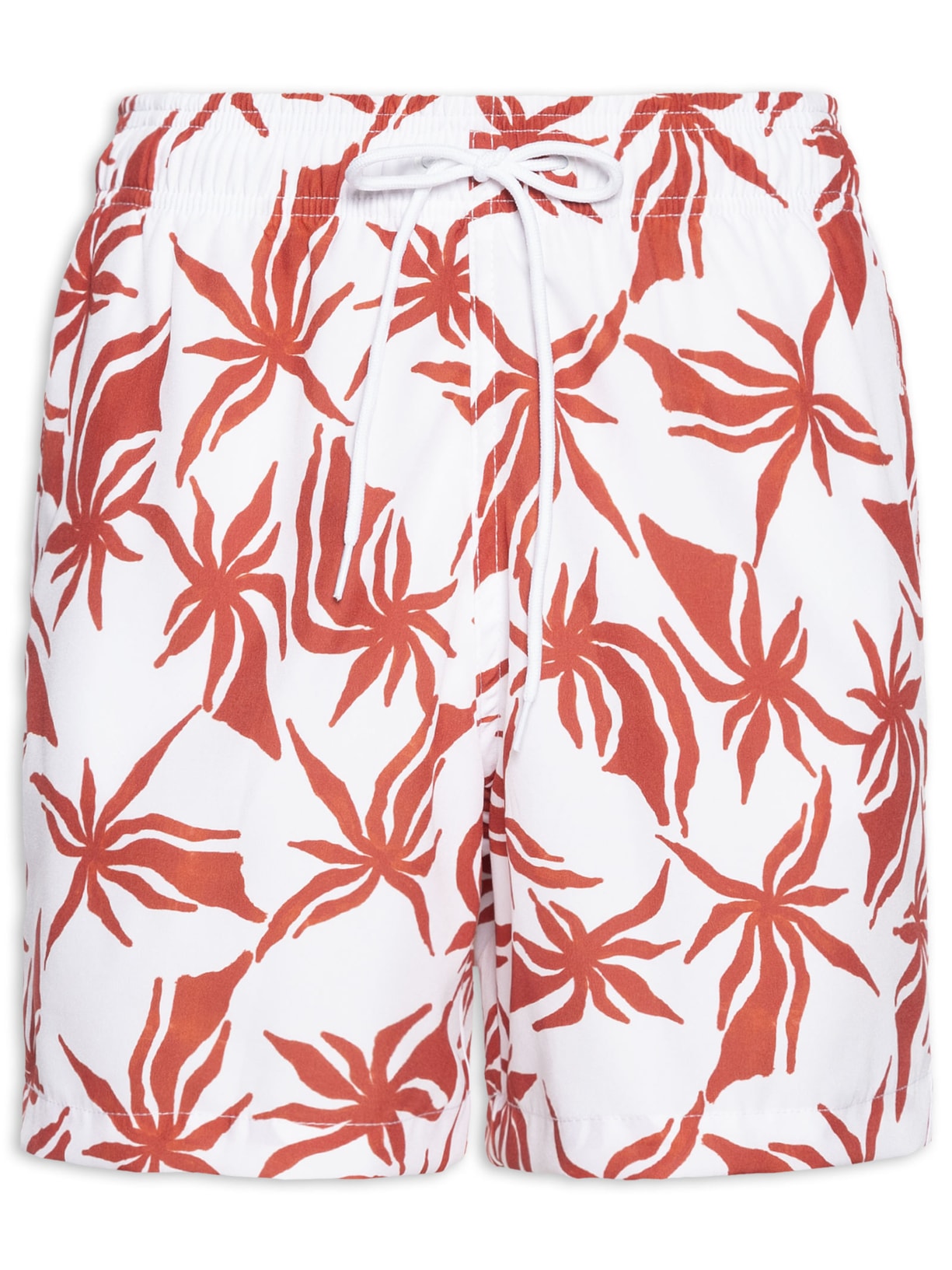Short Masculino Beachwear Estampa Coqueiro - Branco