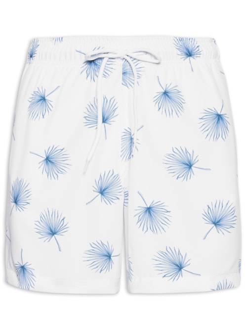Short Masculino Beachwear Estampa Dente De Leão - Branco