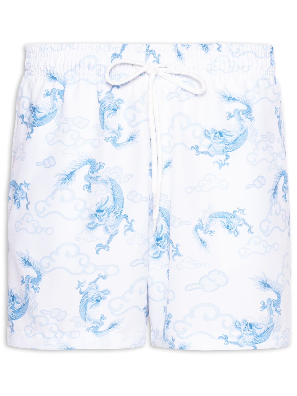 Short Masculino Beachwear Estampa Dragão Branco Basiq Men