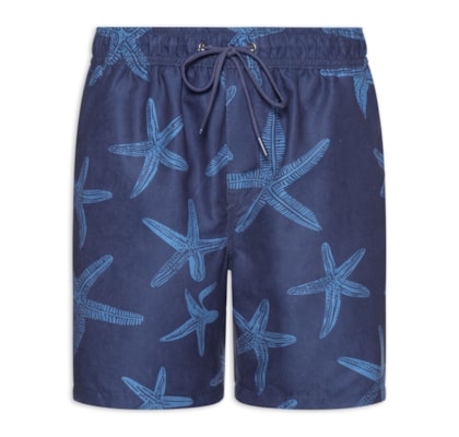 Short Masculino Beachwear Estampa Estrela do Mar - Azul