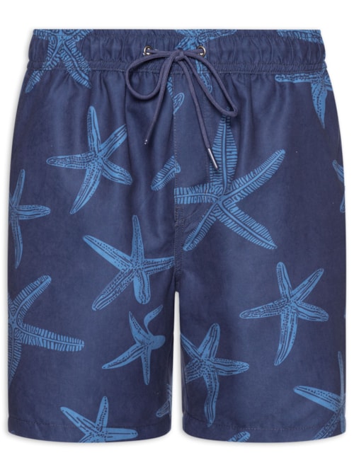 Short Masculino Beachwear Estampa Estrela do Mar - Azul